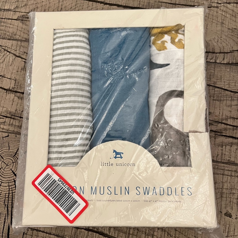 Little Unicorn Muslim cotton , 3 pack swaddle blankets